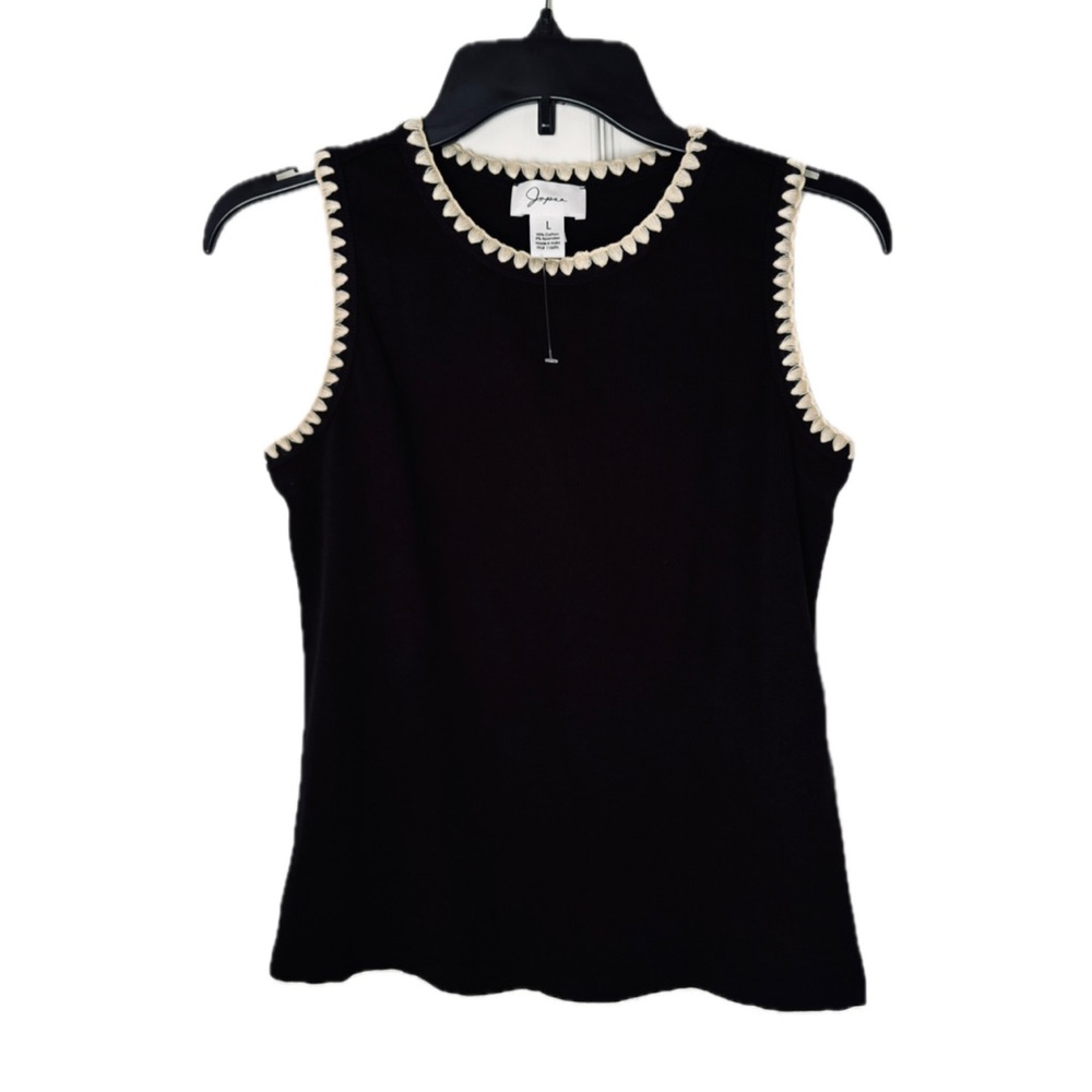 Black Tank Top with Cream Accents